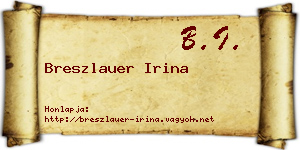 Breszlauer Irina névjegykártya